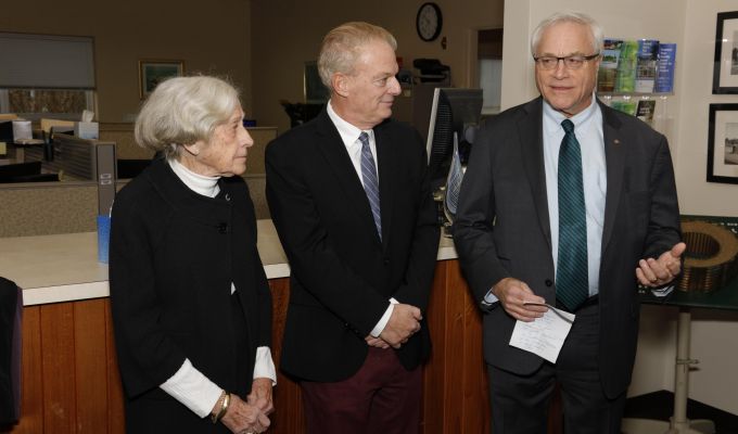 Left to right: Mrs. Joan Bartilucci, Jericho Water District Board Chairman Commissioner Thomas Abbate and Steven A. Fangmann, P.E., BCEE, President of D&B Engineers and Architects, P.C.
