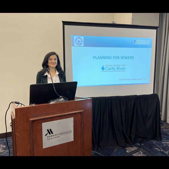 D&B Vice President of Wastewater Adriana Restrepo, P.E., ENV SP presented “Planning for Sewers: The Carlls River Project.”