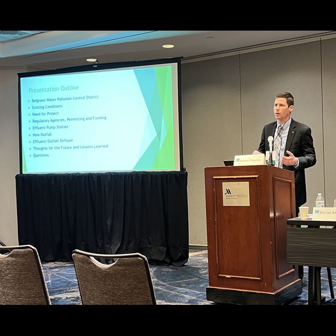 D&B Associate Matthew Thogersen, P.E. and D&B Senior Vice President Joseph H. Marturano presented “Challenges Related to Construction of an Effluent Pump Station and Subaqueous Plant Outfall 17.4 under an Order on Consent and Grant Funding Deadlines during the COVID-19 Pandemic.”