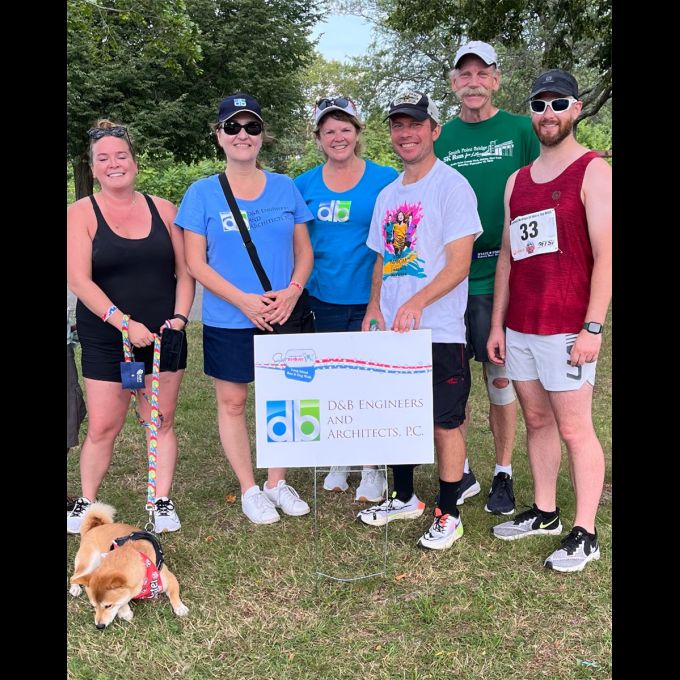 Left to right: Carter (the short one with four legs), Jennifer Raab, Kelly Brown, Robin Petrella, Chris Koegel, Rob Raab, Russell Darress