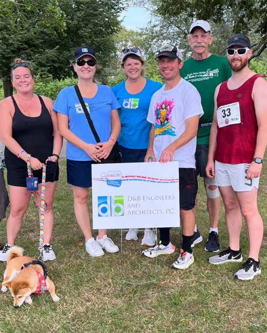 Left to right: Carter (the short one with four legs), Jennifer Raab, Kelly Brown, Robin Petrella, Chris Koegel, Rob Raab, Russell Darress