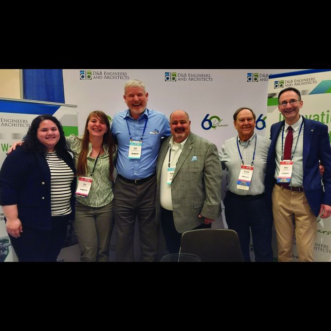 The D&B team stands proudly in front of the D&B 60th Anniversary booth at New York’s Water Event 2025 (NYWE25) hosted by the New York Section American Water Works Association (NYSAWWA).
