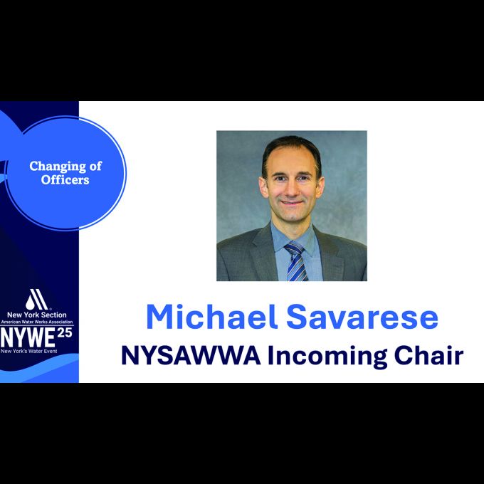Mike Savarese, Vice President at D&B, was promoted from Vice Chair to Chair of the NYSAWWA Board of Governors at NYWE25.