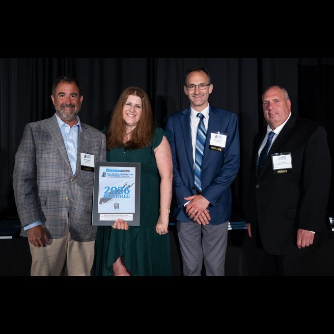 Bill Merklin, P.E., D&B President & CEO, LIBN Editor Regina Jankowski, Mike Savarese, P.E., D&B Vice President and Port Washington Water District Superintendent Paul Prignano